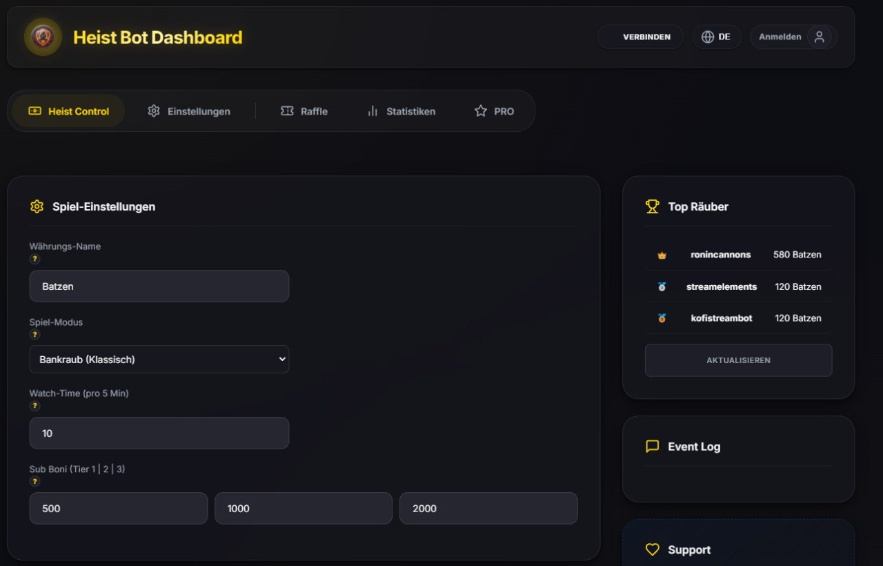 Heist Bot Dashboard - Settings