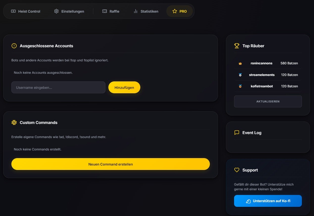 Heist Bot Dashboard - Custom Commands